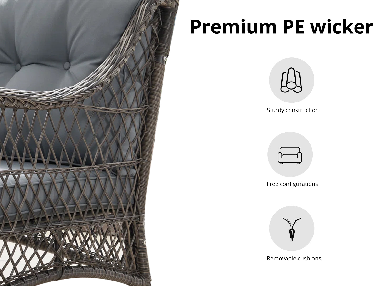 4-Piece Outdoor Sofa Set - Brown + Grey