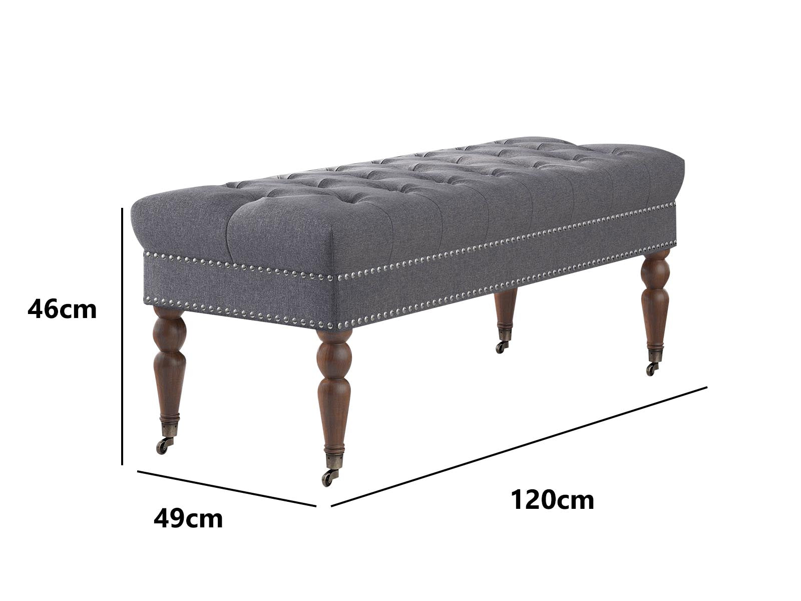 Bellay Linen Ottoman Bench - Light Grey