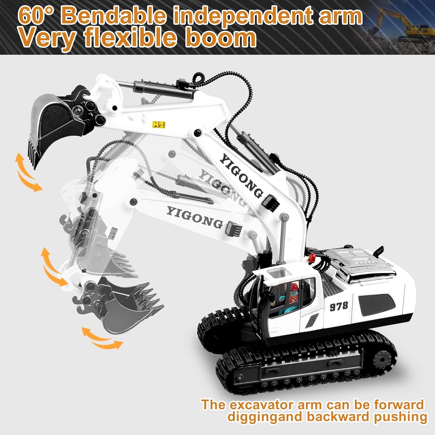 DS BS  11 Channel Remote Control Excavator Toy - White