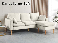 Darius Corner Sofa Linen - Cream