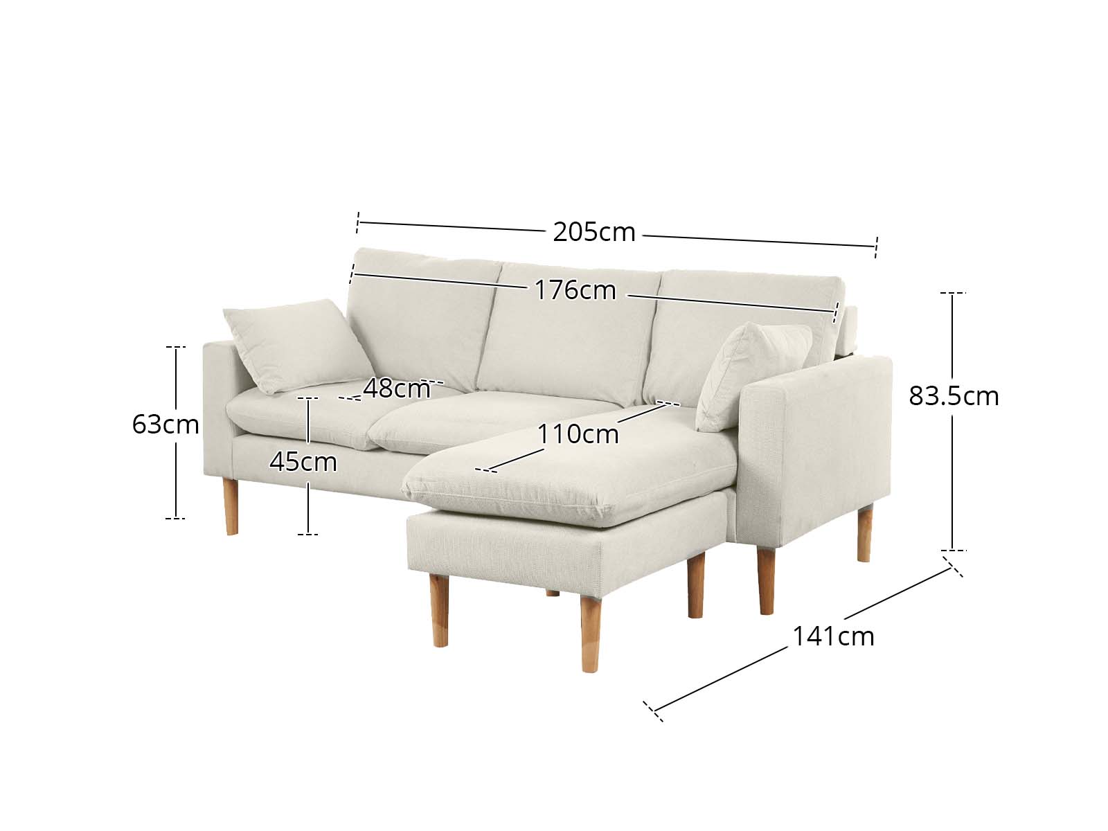 Darius Corner Sofa Linen - Cream