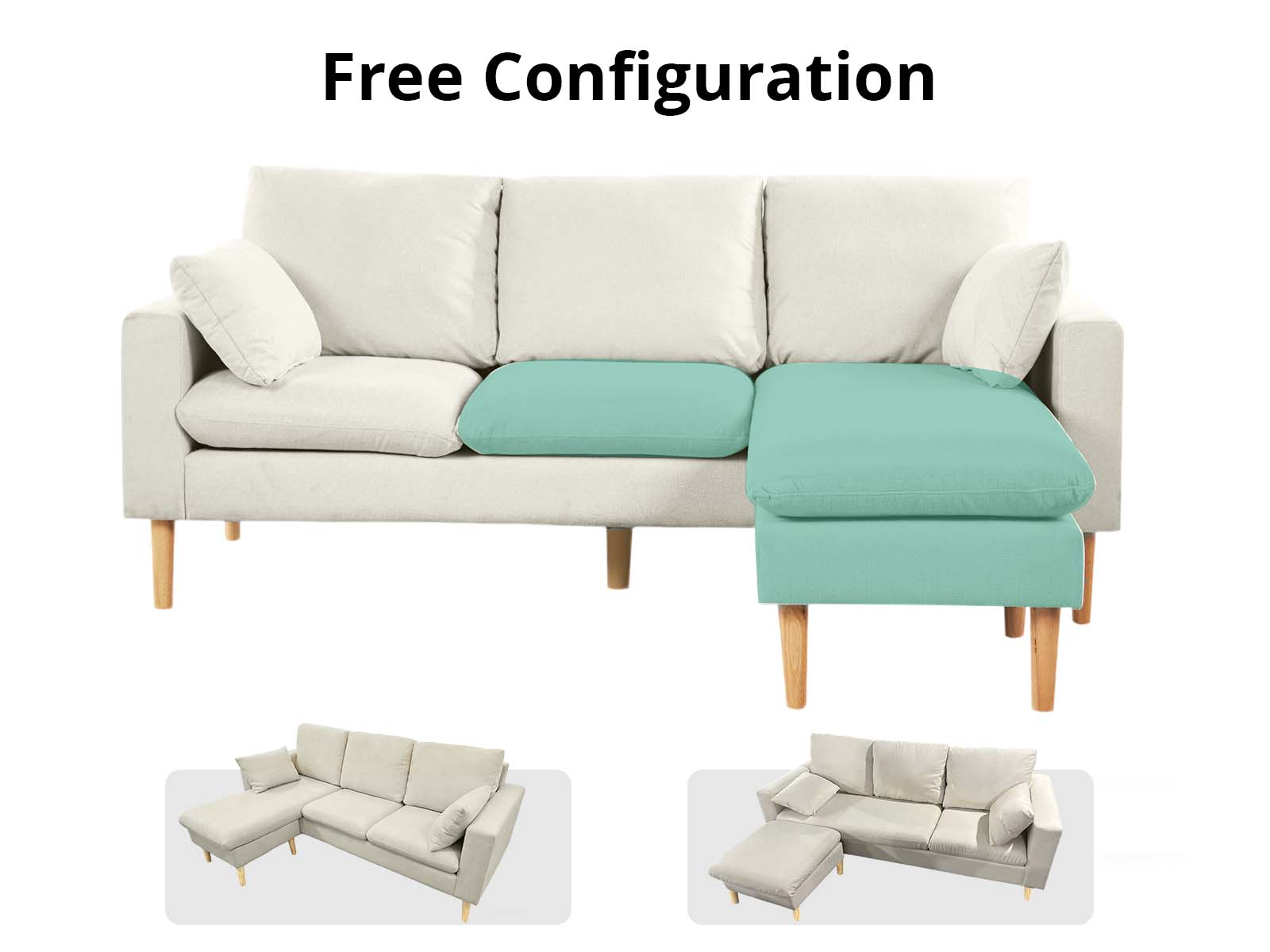 Darius Corner Sofa Linen - Cream