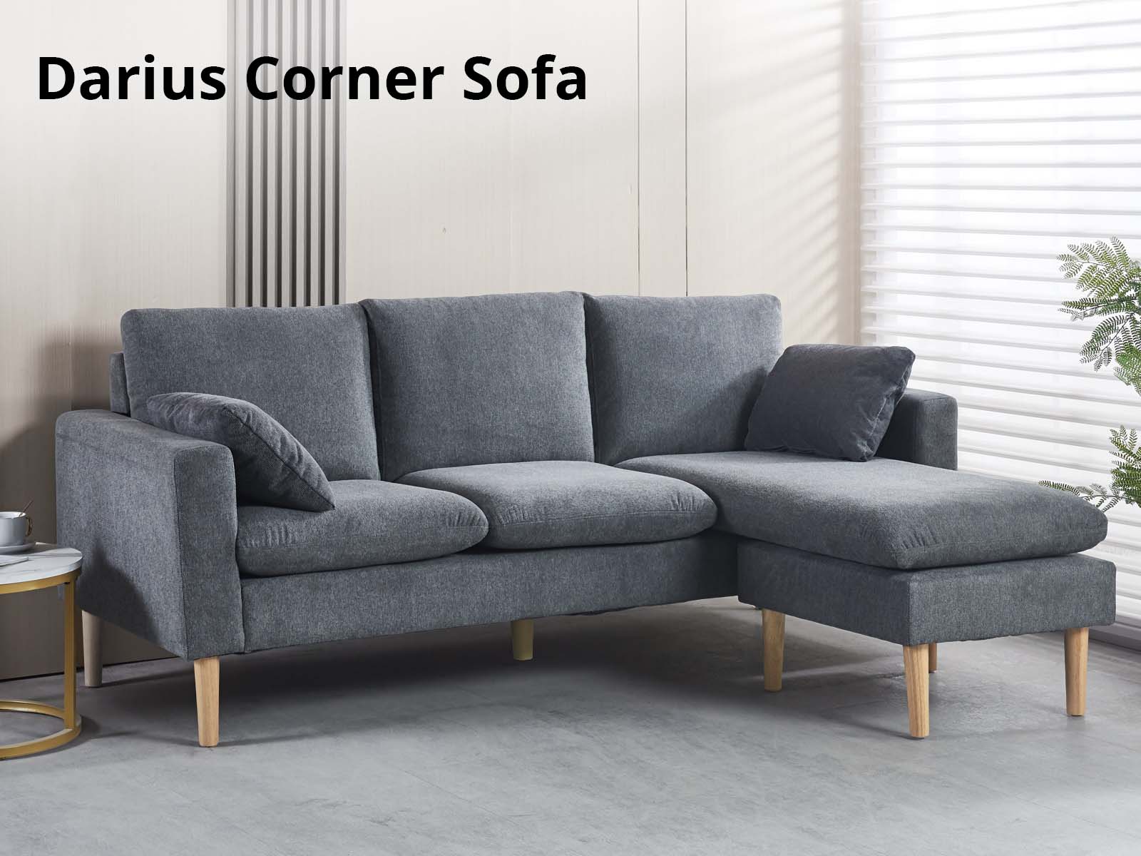 Darius Corner Sofa Linen - Grey