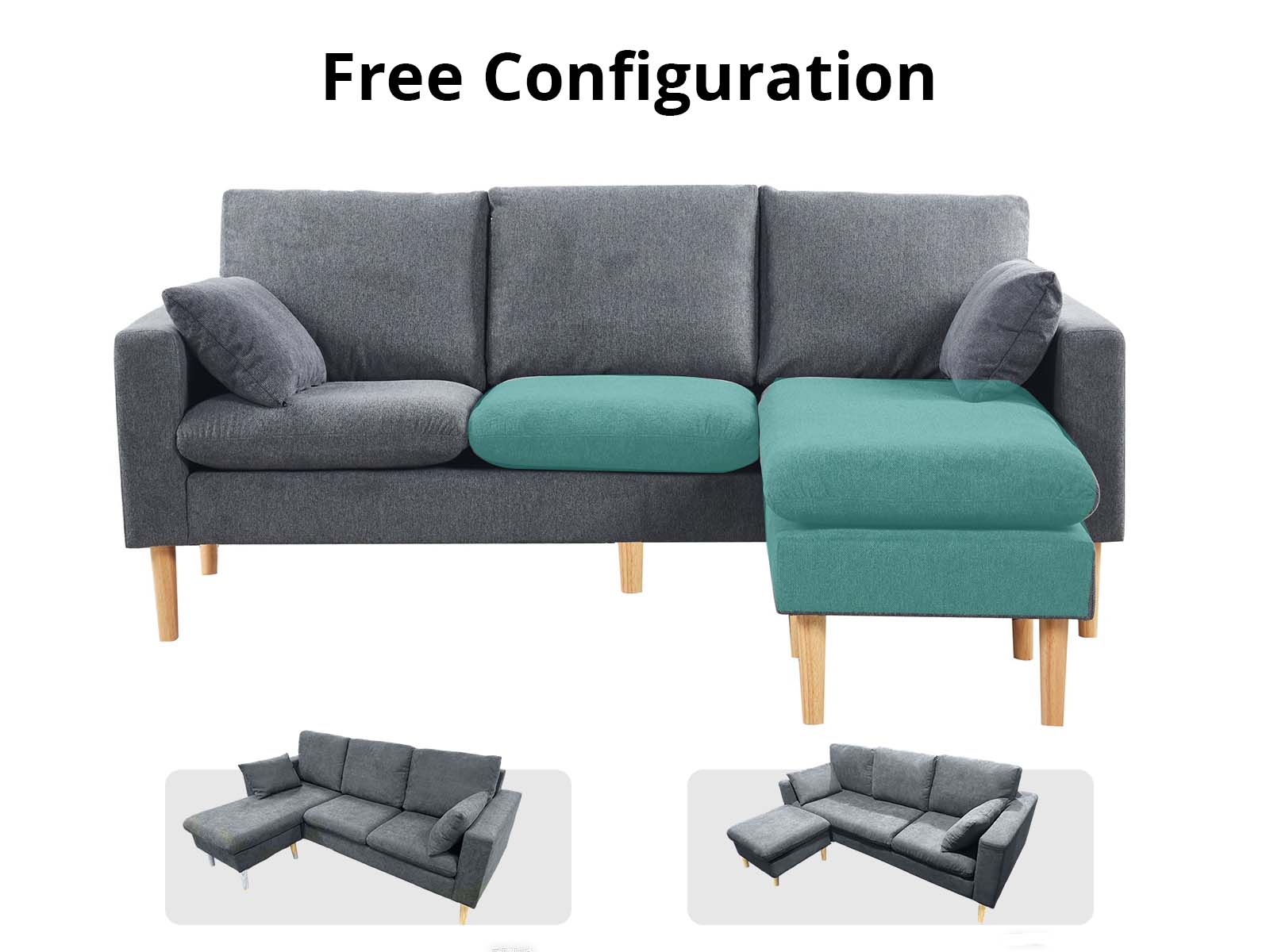 Darius Corner Sofa Linen - Grey