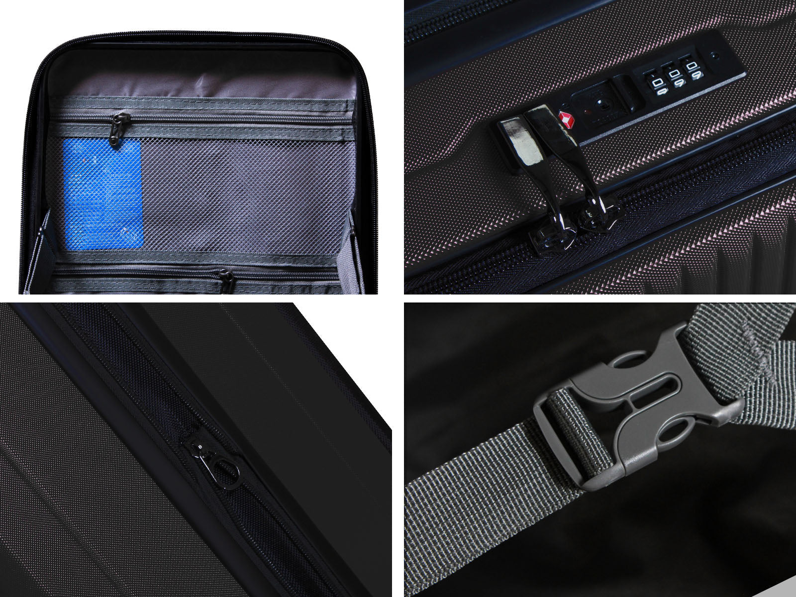 3-Piece Front Open Luggage Set – Black