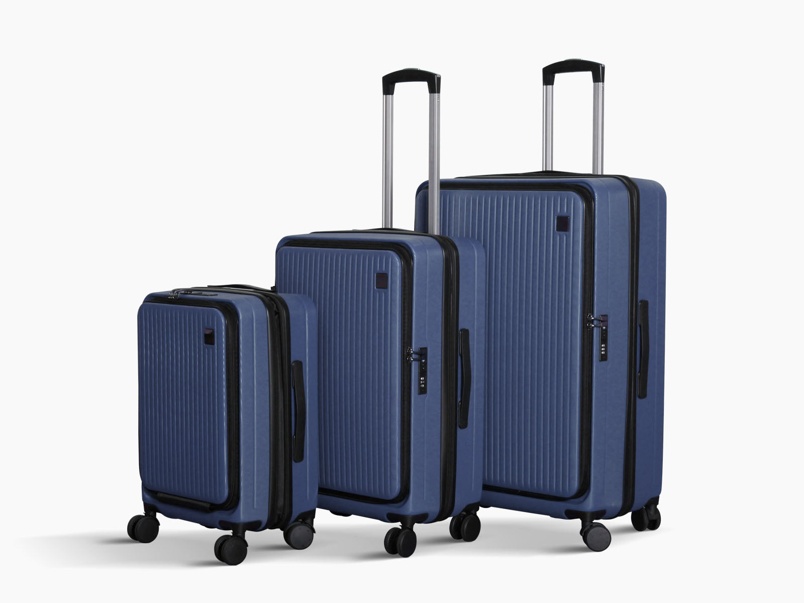 3-Piece Front Open Luggage Set – Blue