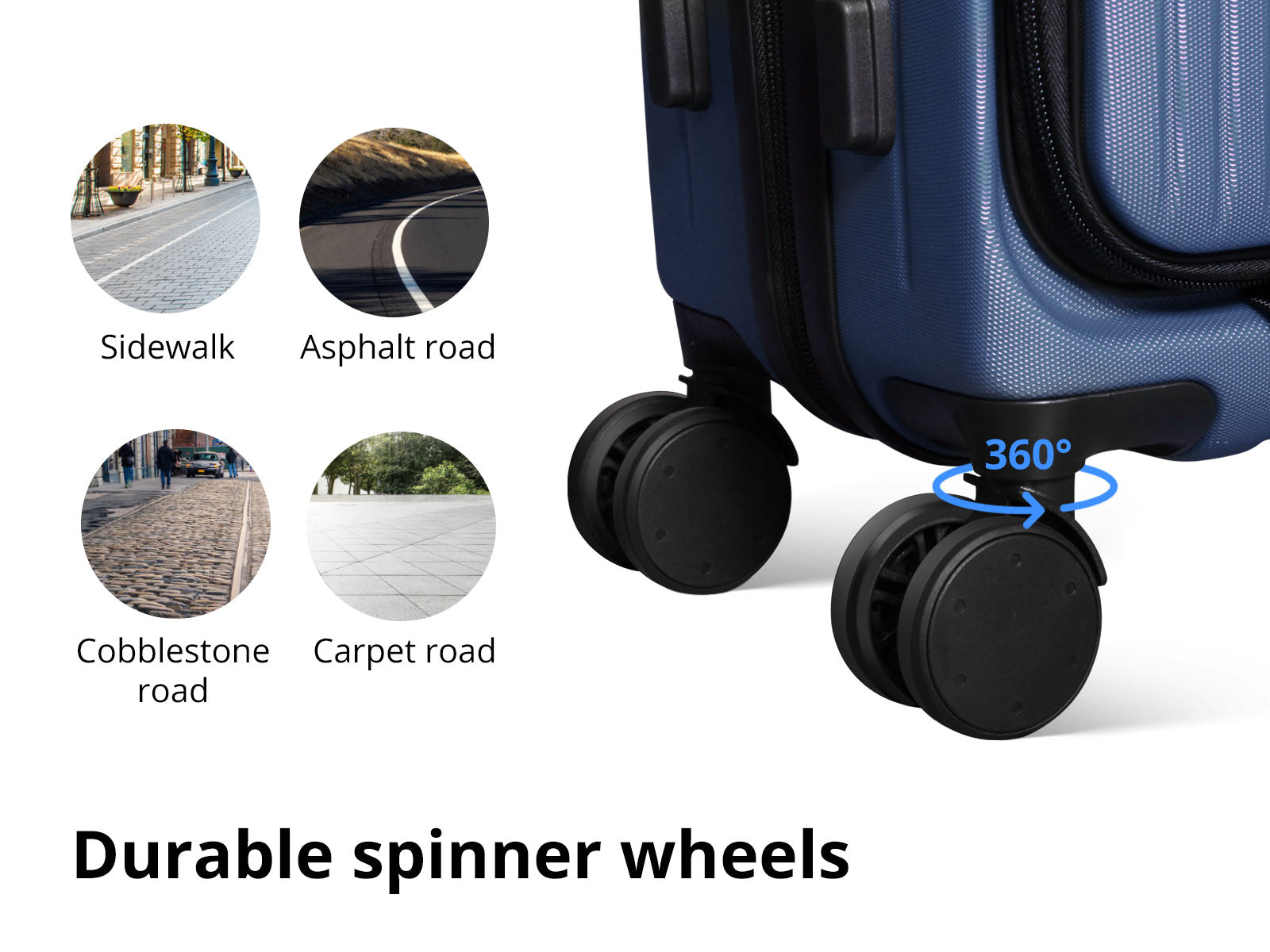 3-Piece Front Open Luggage Set – Blue
