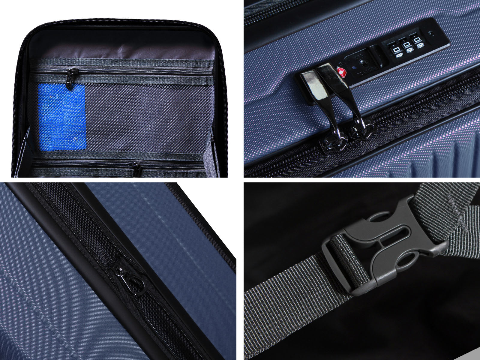 3-Piece Front Open Luggage Set – Blue