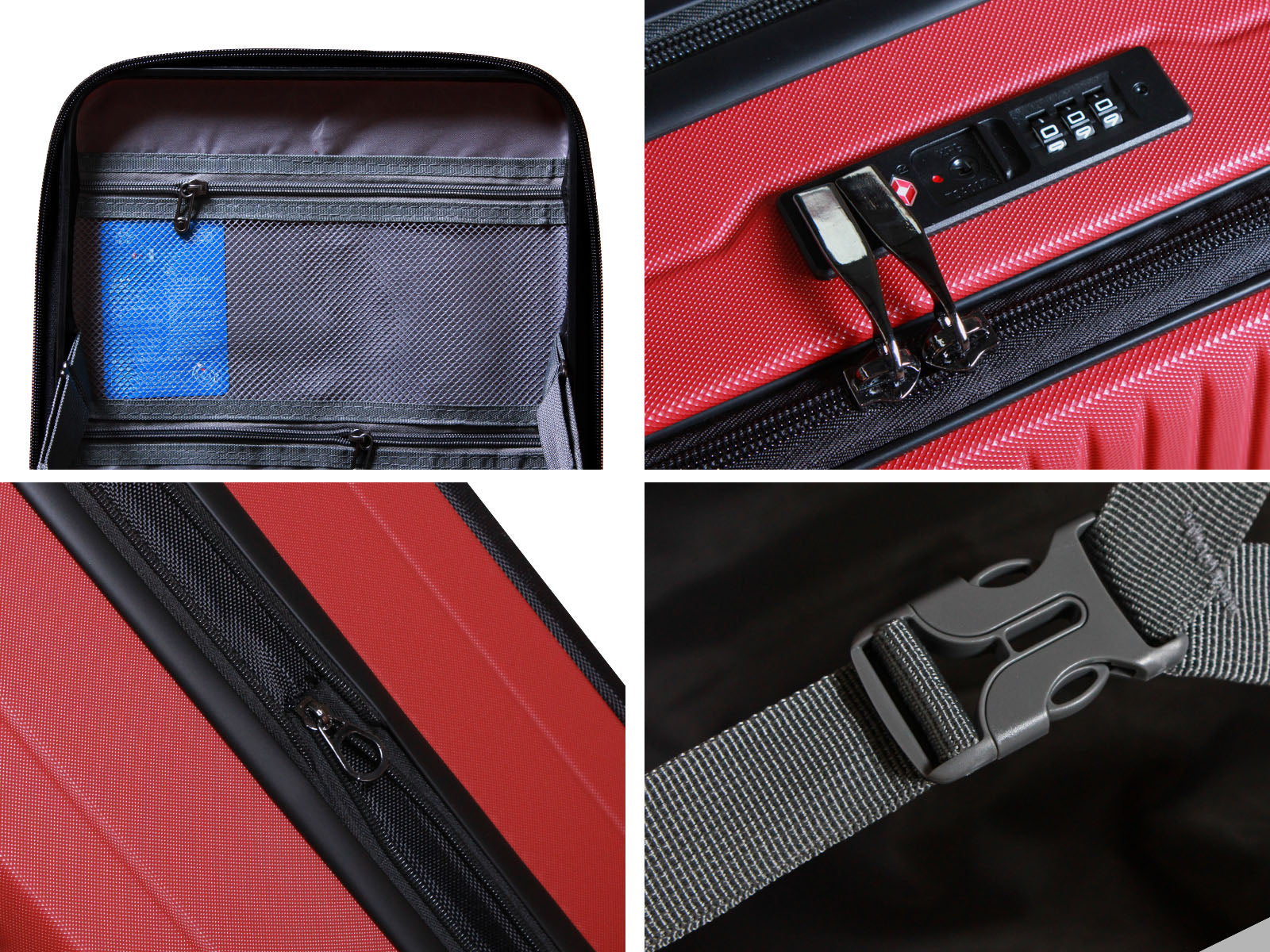 3-Piece Front Open Luggage Set – Wine Red