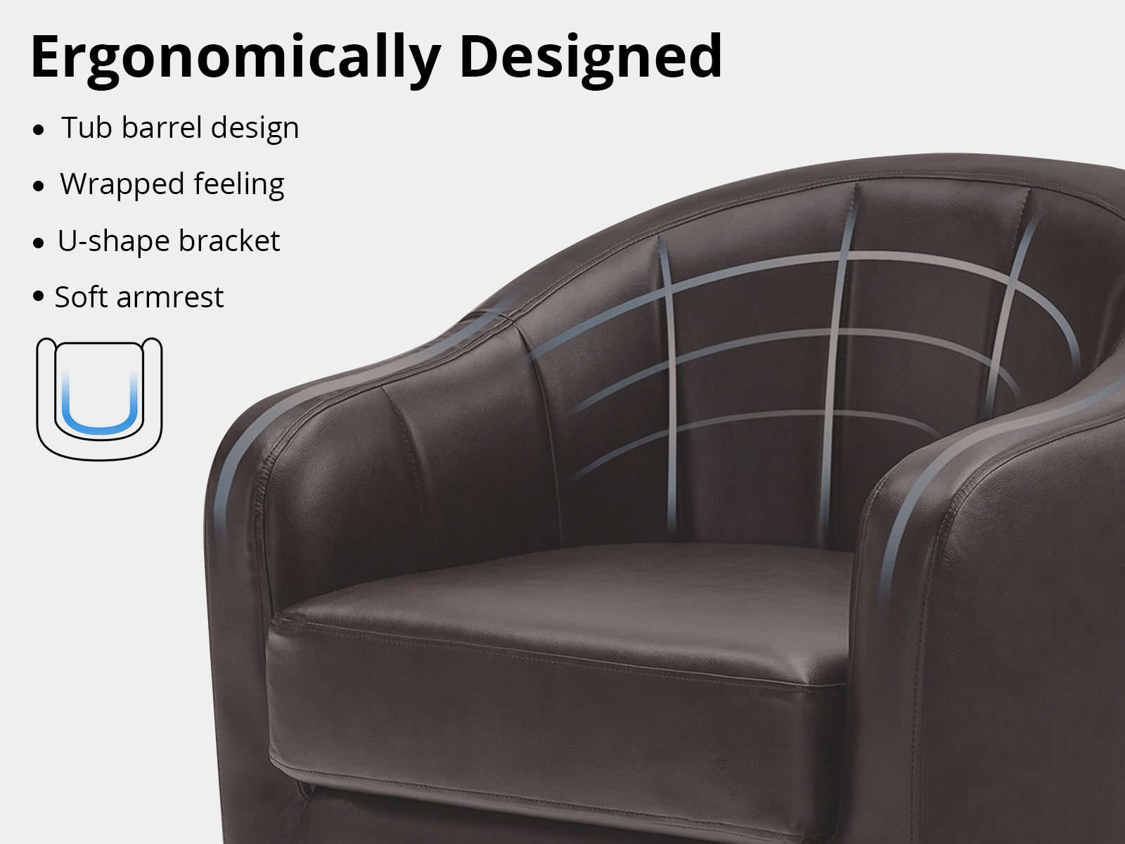 Daxton Tub Chair with Ottoman PU - Dark Brown
