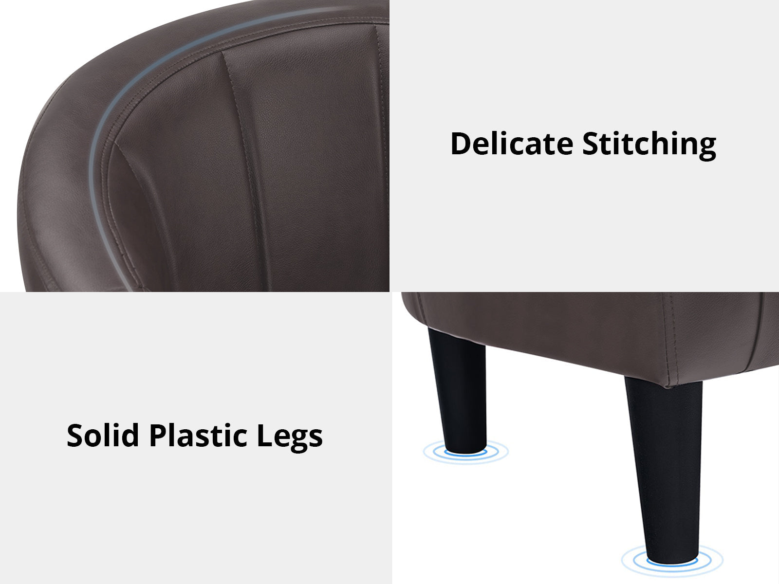 Daxton Tub Chair with Ottoman PU - Dark Brown