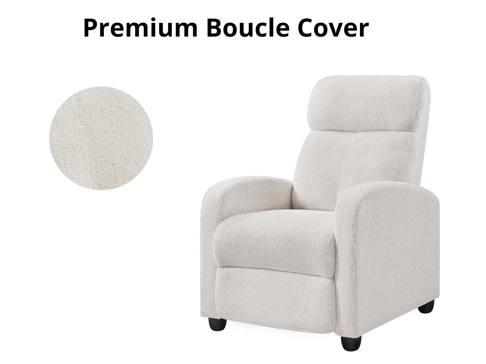 Austen Push Back Recliner Chair - White Boucle