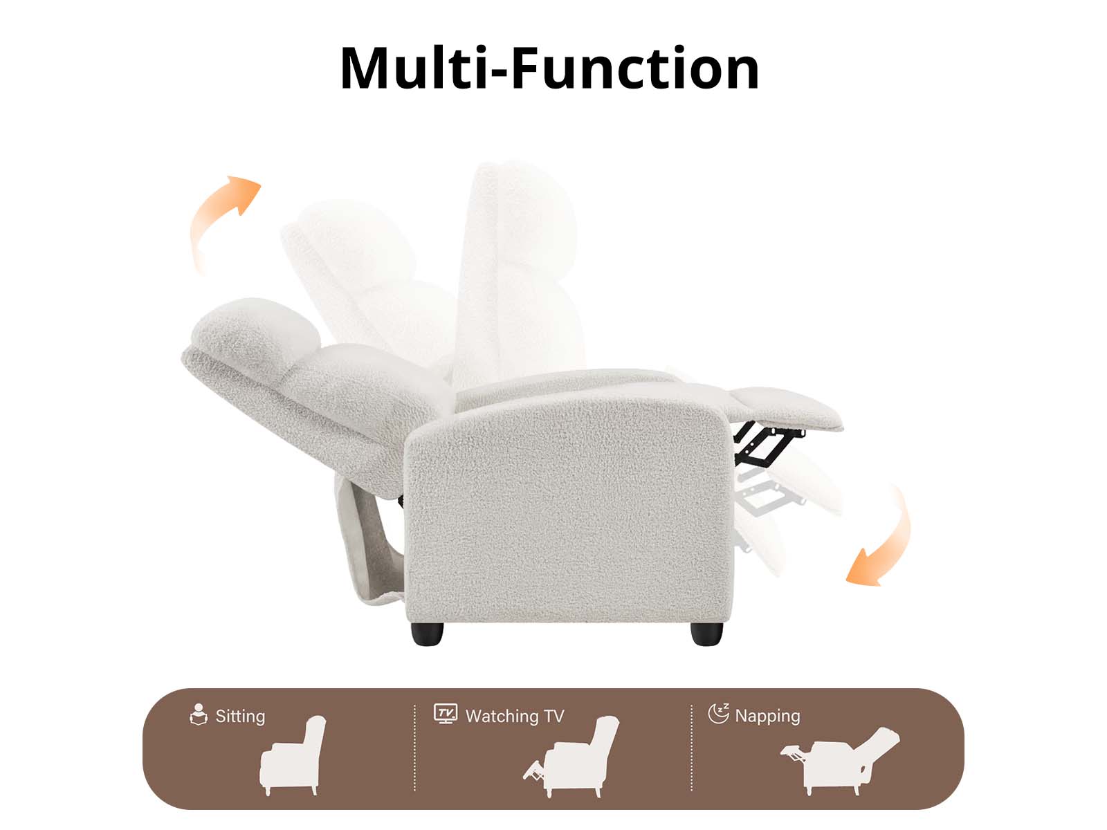 Austen Push Back Recliner Chair - White Boucle