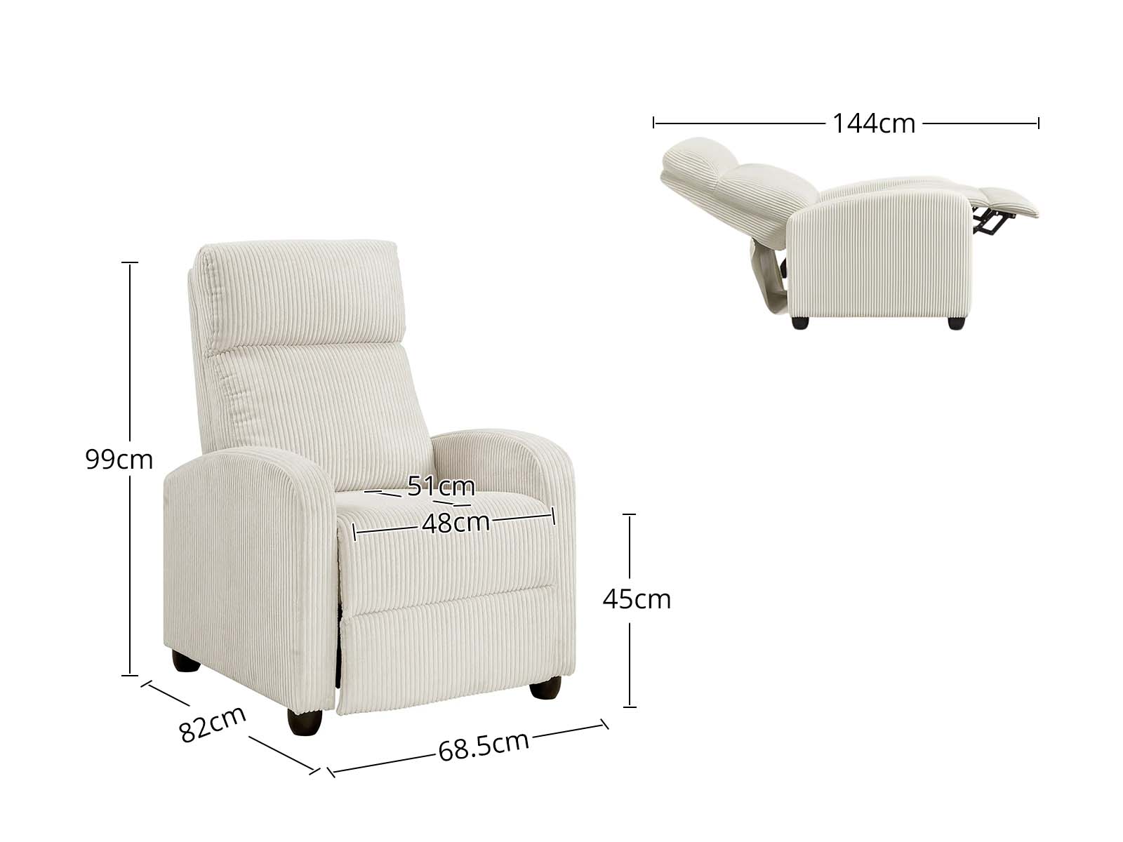 Austen Push Back Recliner Chair - Beige