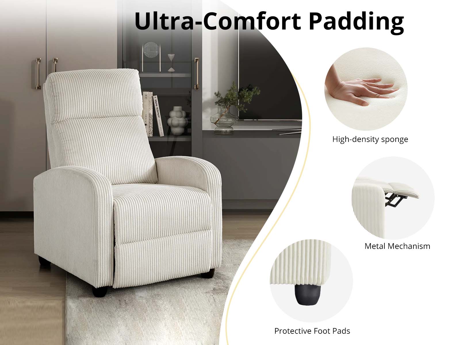 Austen Push Back Recliner Chair - Beige