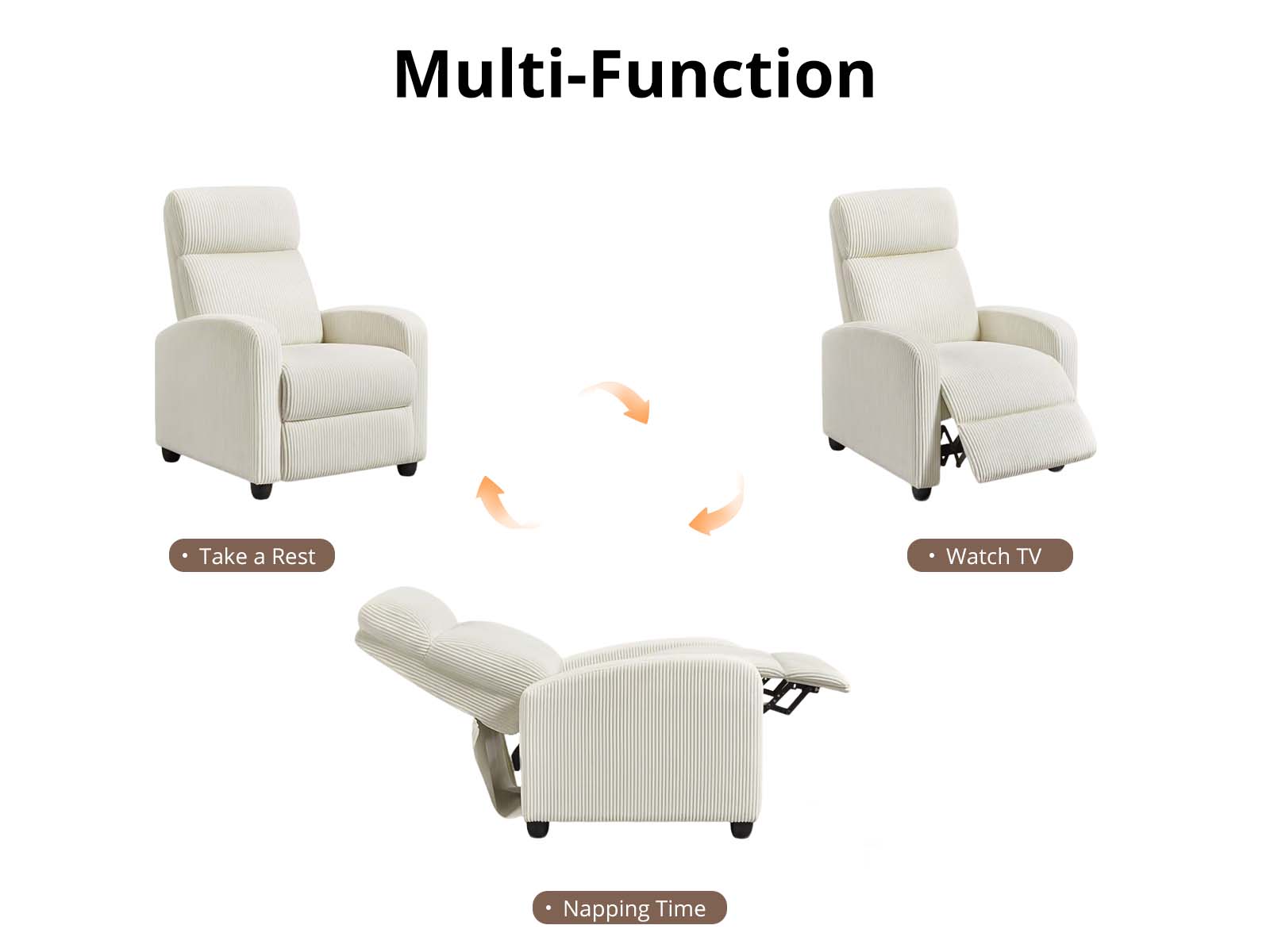 Austen Push Back Recliner Chair - Beige