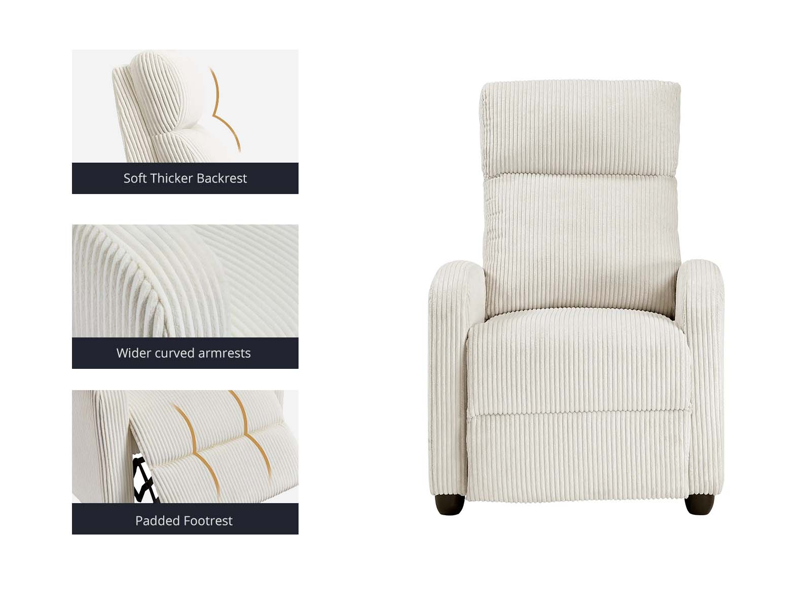 Austen Push Back Recliner Chair - Beige