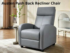 Austen Push Back Recliner Chair PVC - Grey