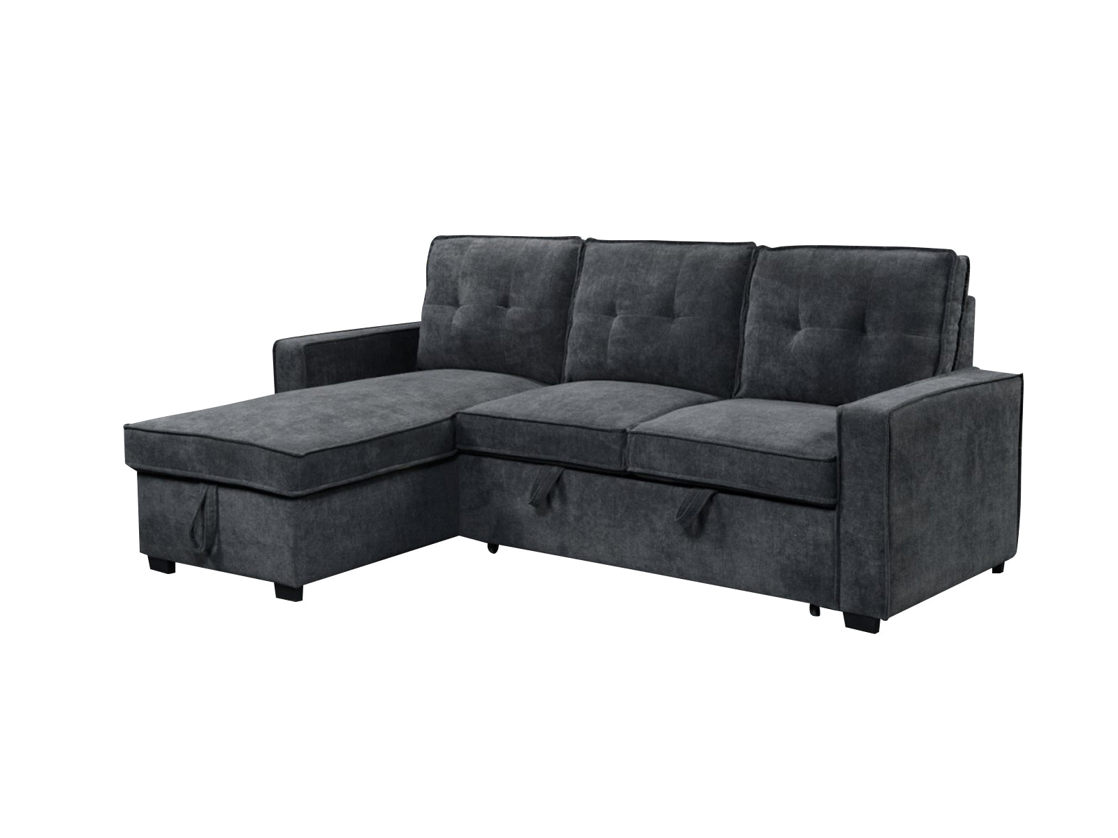 Collyn Chenille Sofa Bed with Left Chaise – Dark Grey