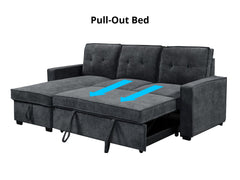 Collyn Chenille Sofa Bed with Left Chaise – Dark Grey