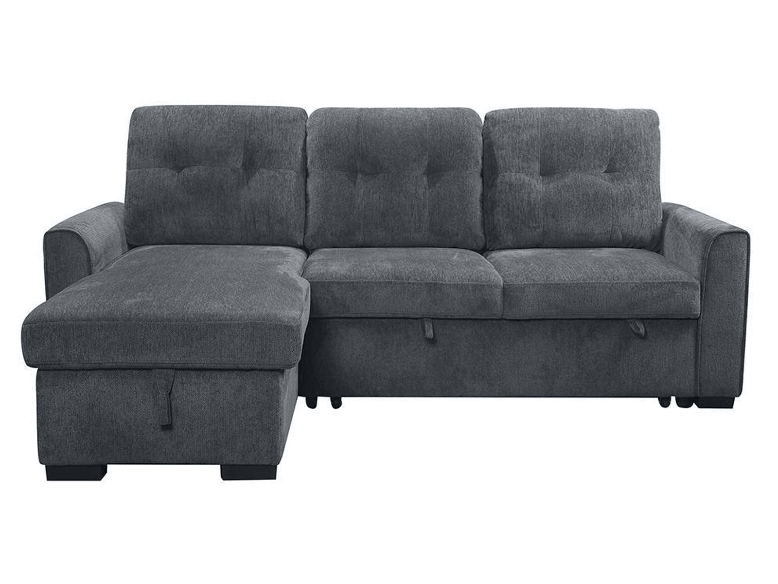 Collyn Chenille Sofa Bed with Left Chaise – Dark Grey