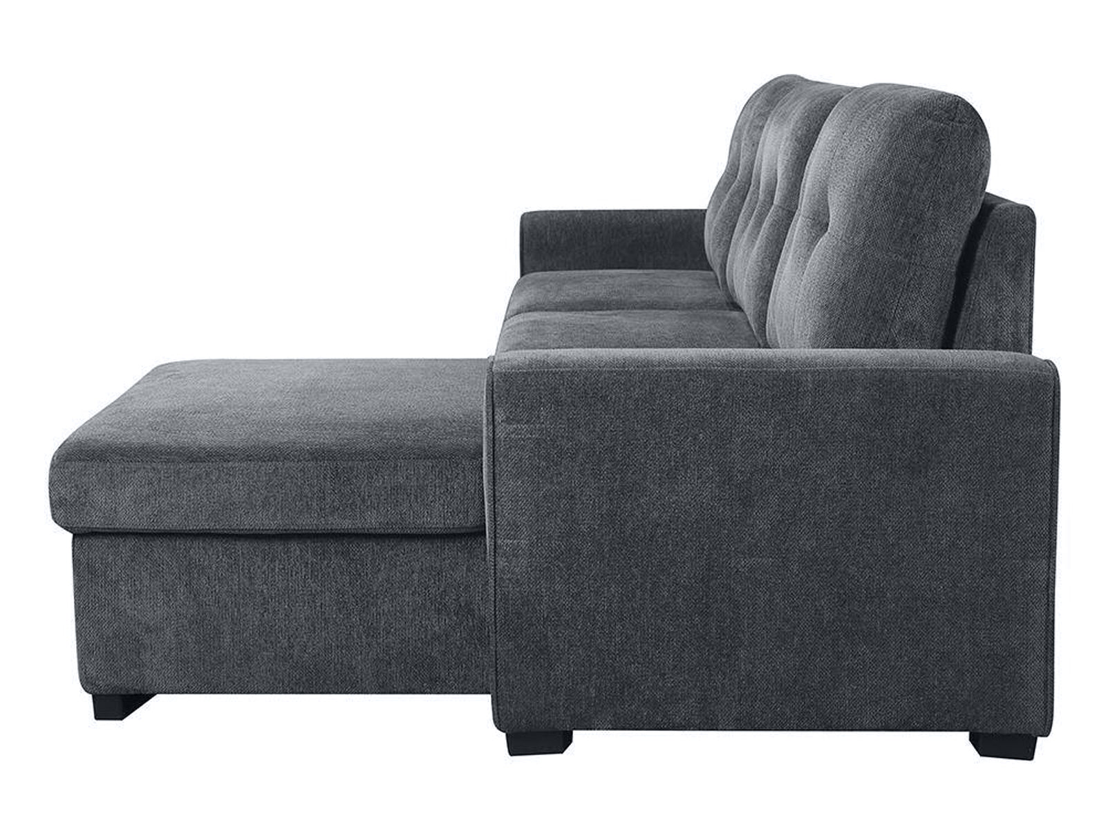 Collyn Chenille Sofa Bed with Right Chaise – Dark Grey