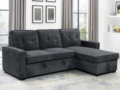 Collyn Chenille Sofa Bed with Right Chaise – Dark Grey