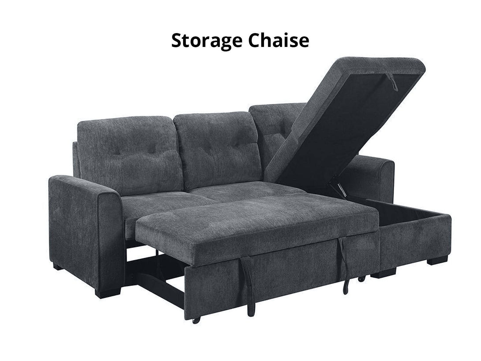 Collyn Chenille Sofa Bed with Right Chaise – Dark Grey