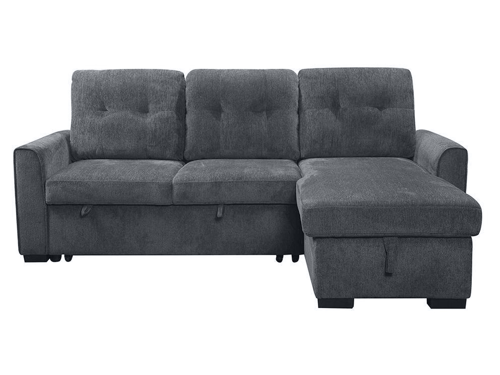 Collyn Chenille Sofa Bed with Right Chaise – Dark Grey
