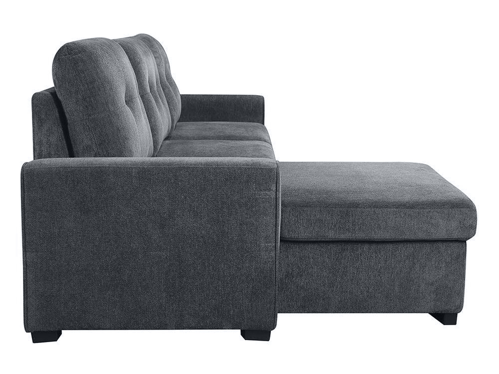 Collyn Chenille Sofa Bed with Left Chaise – Dark Grey