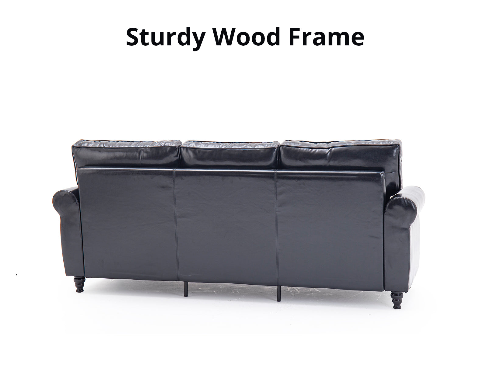 Cassandra 3-seater Sofa PU - Black