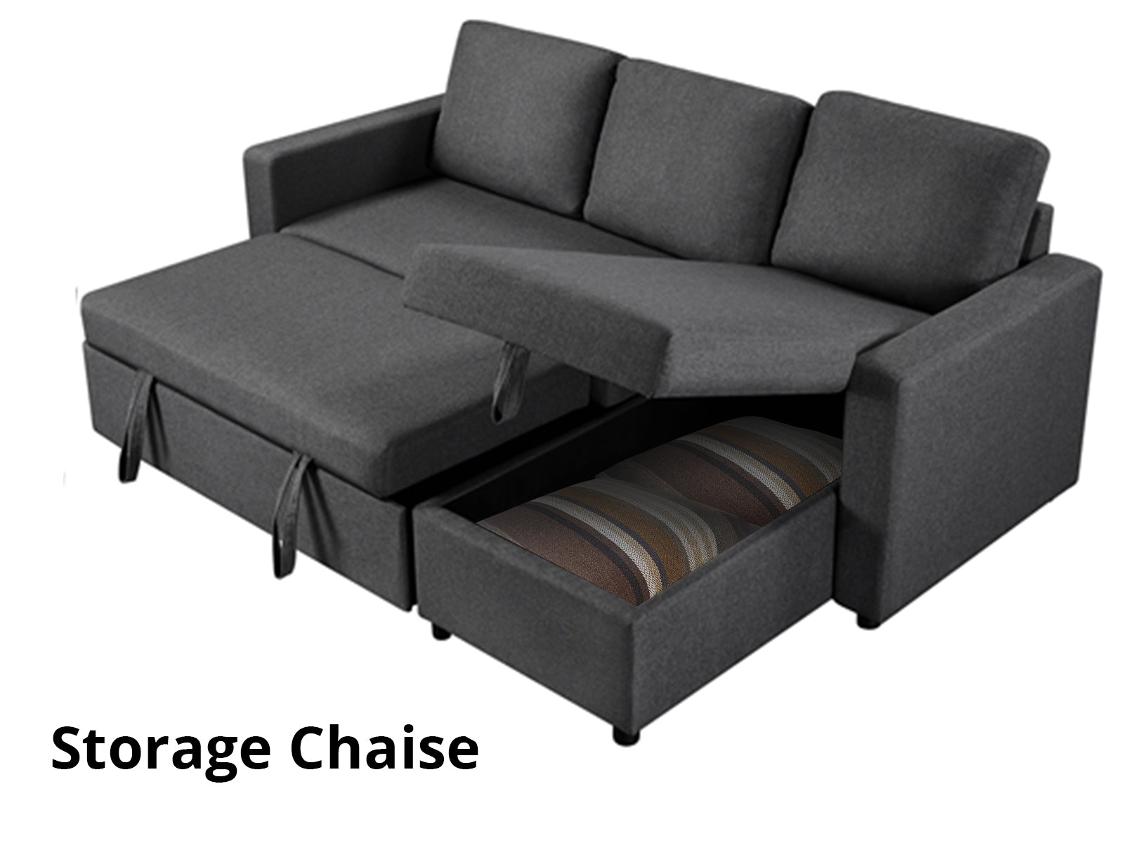 Corey Pull Out Sofa Bed with Pillows - Grey