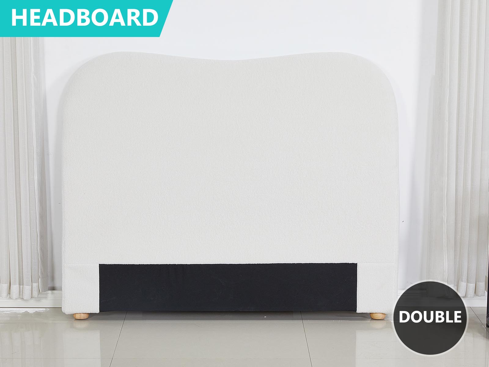 Alva Boucle Headboard White - Double