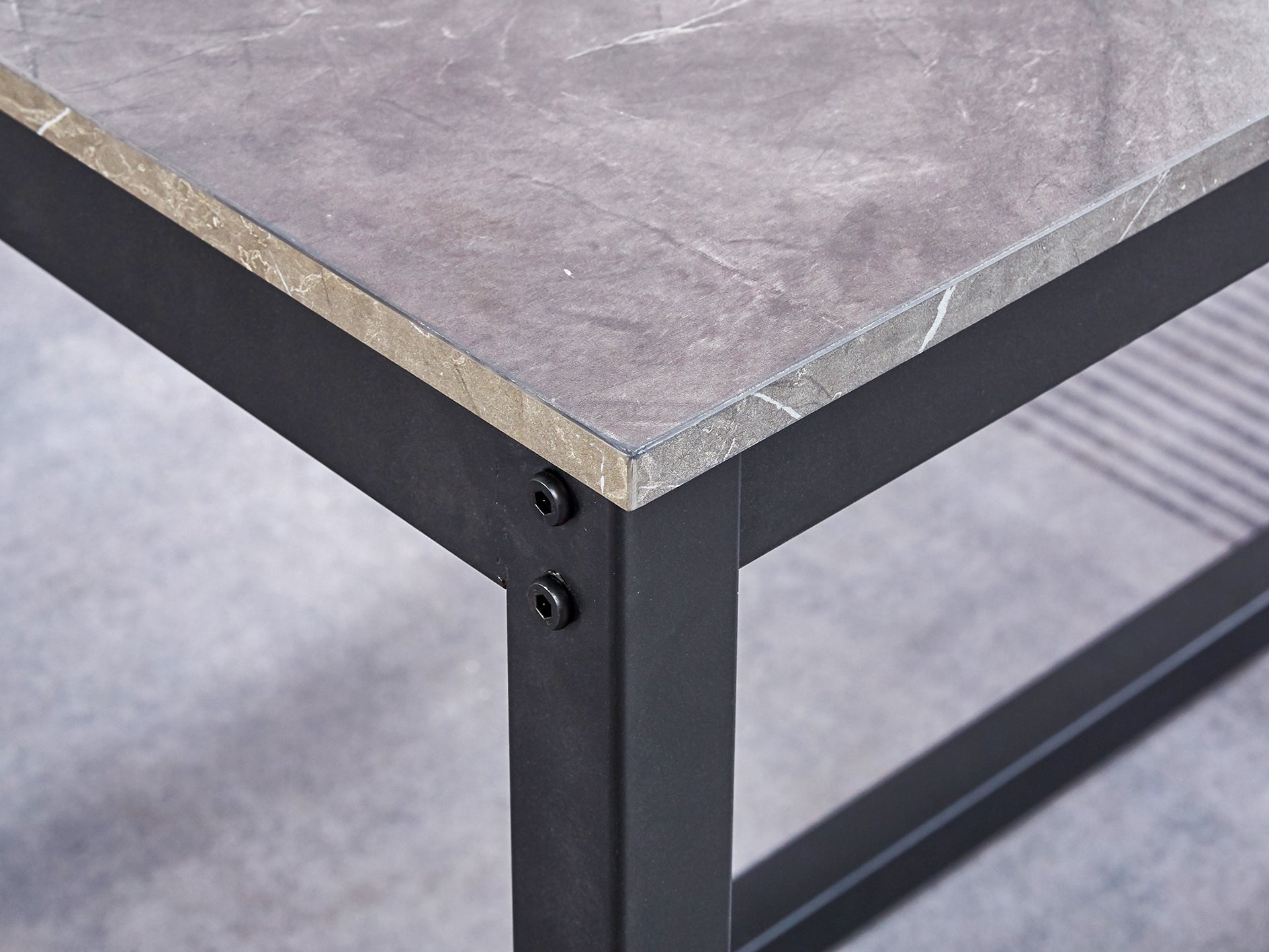 3-Piece Grey Marble Look Dining Set