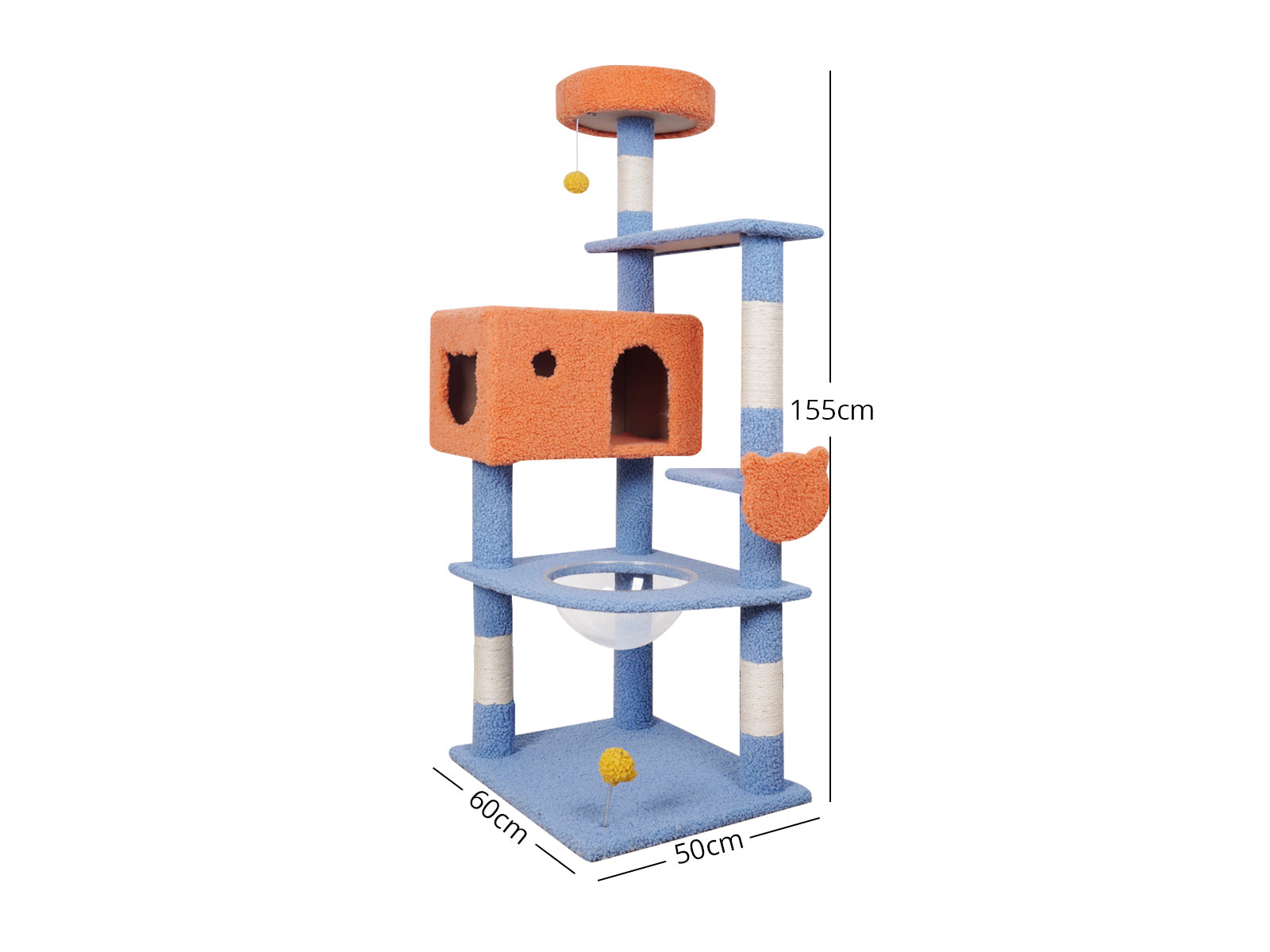 Cat Tree Blue & Orange - 155 cm