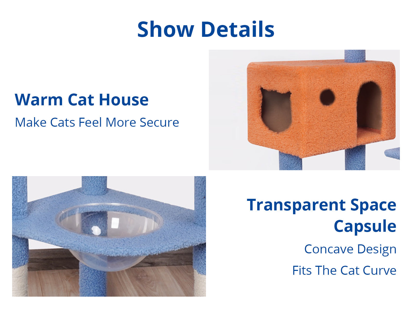 Cat Tree Blue & Orange - 155 cm