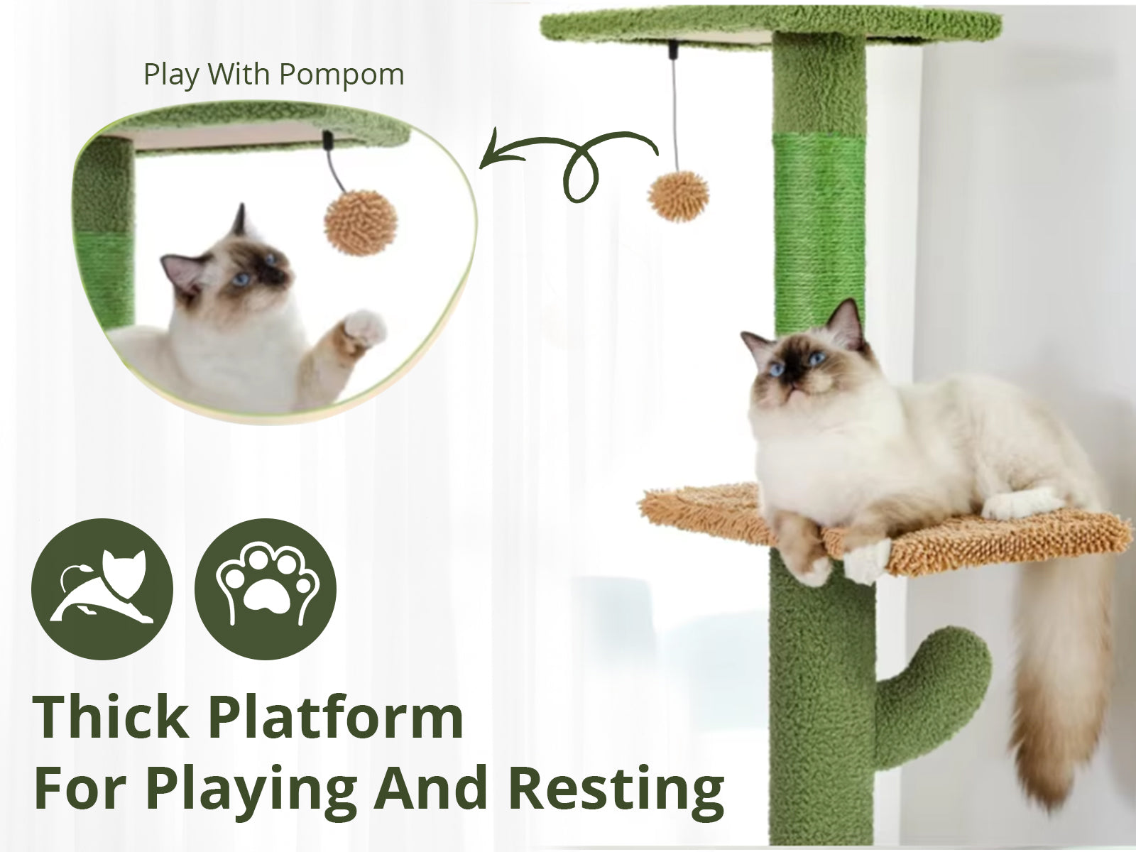 Cactus Cat Tree Floor to Ceiling - 265 cm