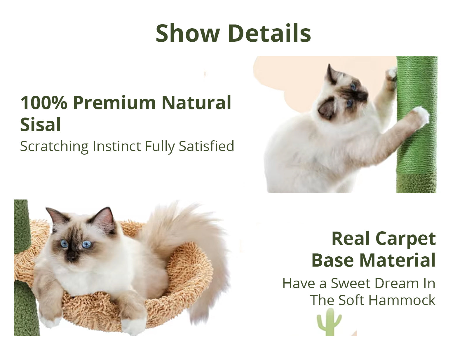 Cactus Cat Tree Floor to Ceiling - 265 cm