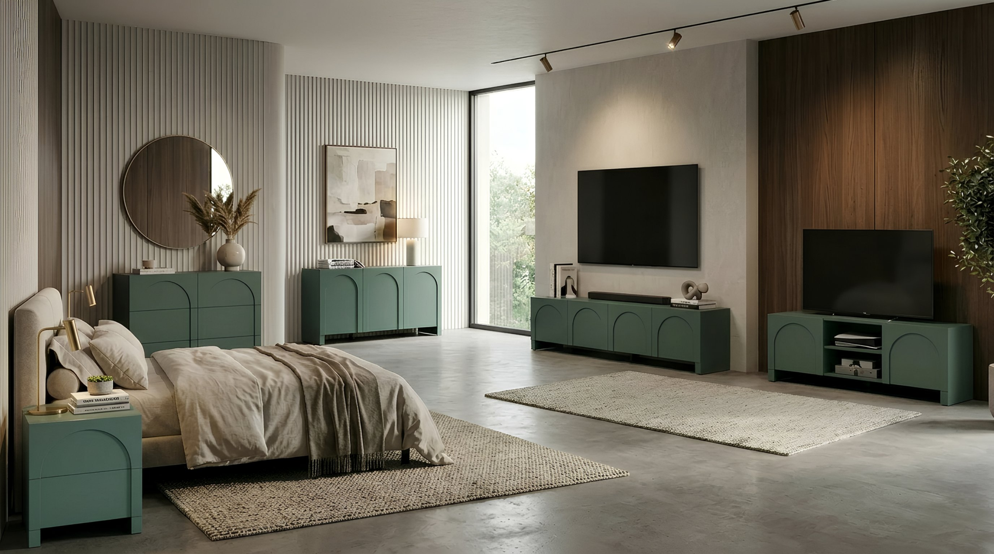 Cambre Green 3-Door Sideboard - 120 cm