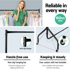 Artiss 6FT Clothe Racks Metal Garment Rolling Rail Hanger Stand Portable