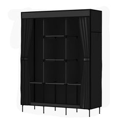 Artiss Clothes Wardrobe Storage Large Portable Organiser with Shelf Black