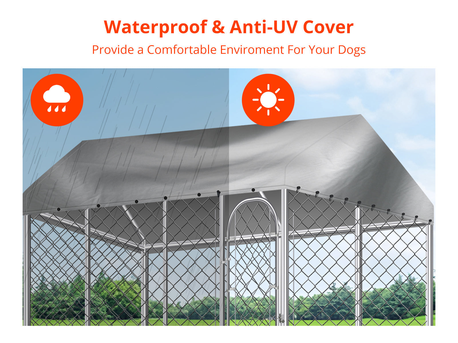 Dog Run with Roof - 3m x 3m x 2.3m