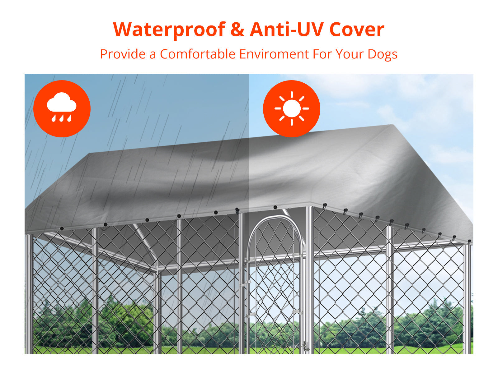 Dog Run with Roof - 2.3m x 2.3m x 1.7m