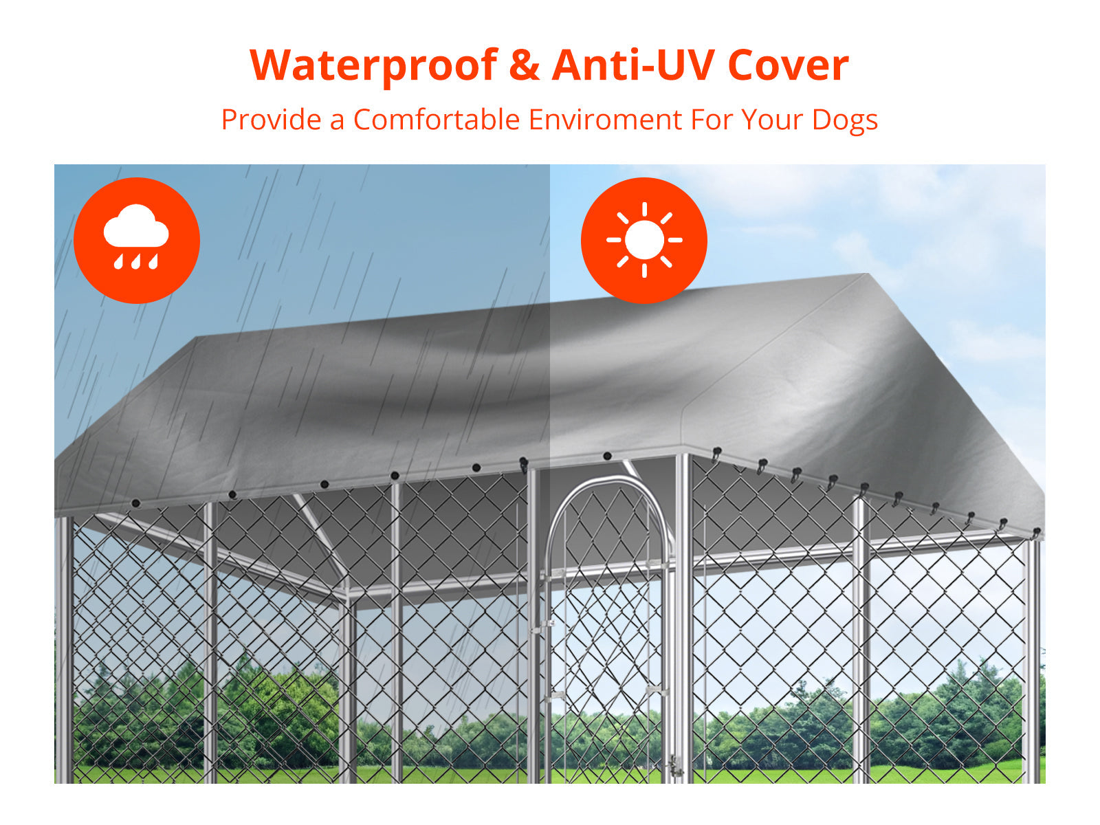 Dog Run with Roof - 4m x 4m x 2.3m