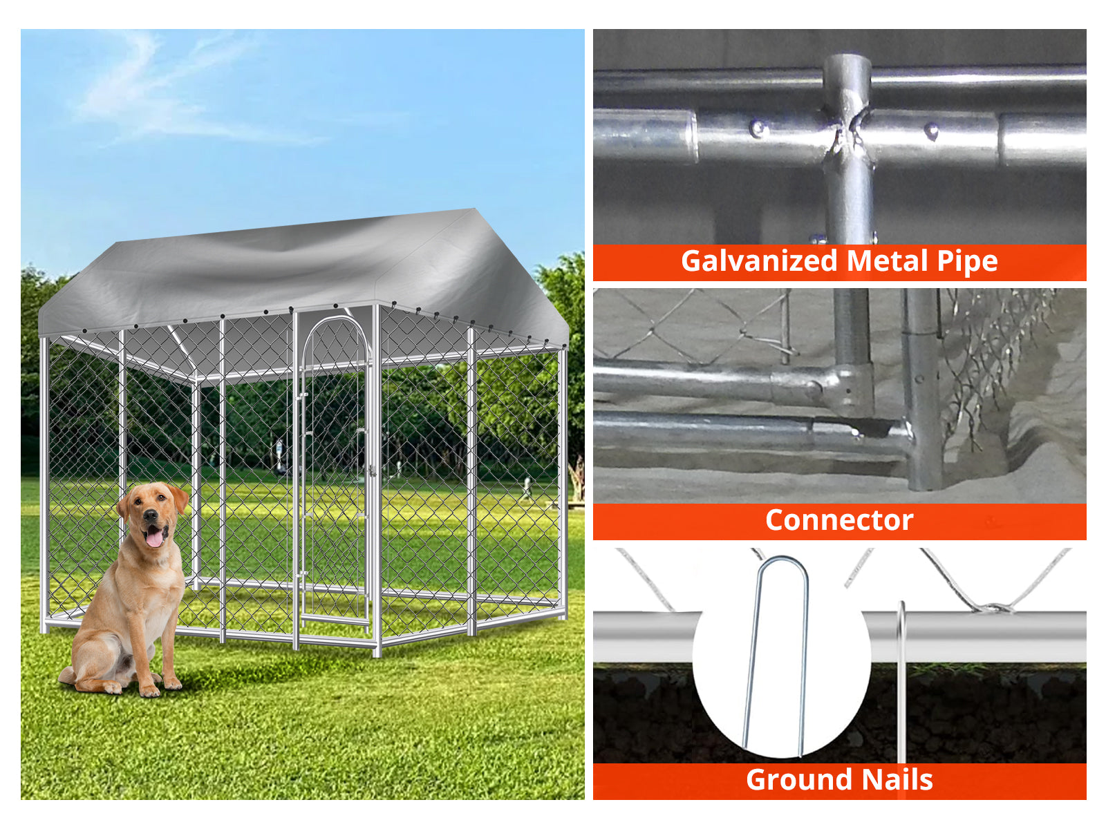 Dog Run with Roof - 4m x 4m x 2.3m