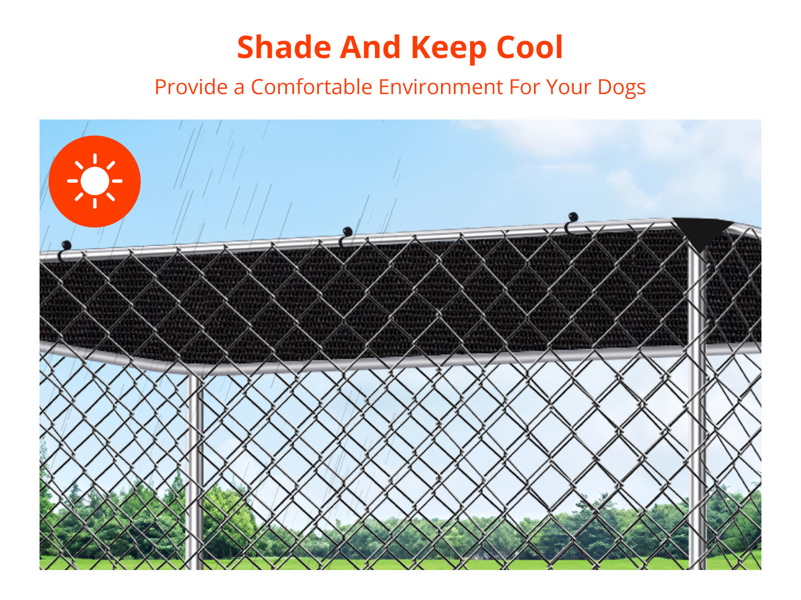 Dog Run with Shade Sail - 3m x 3m x 1.8m