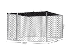 Dog run D with shade sail 2.3x2.3x1.2m