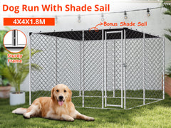 Dog run D with shade sail 4x4x1.8m