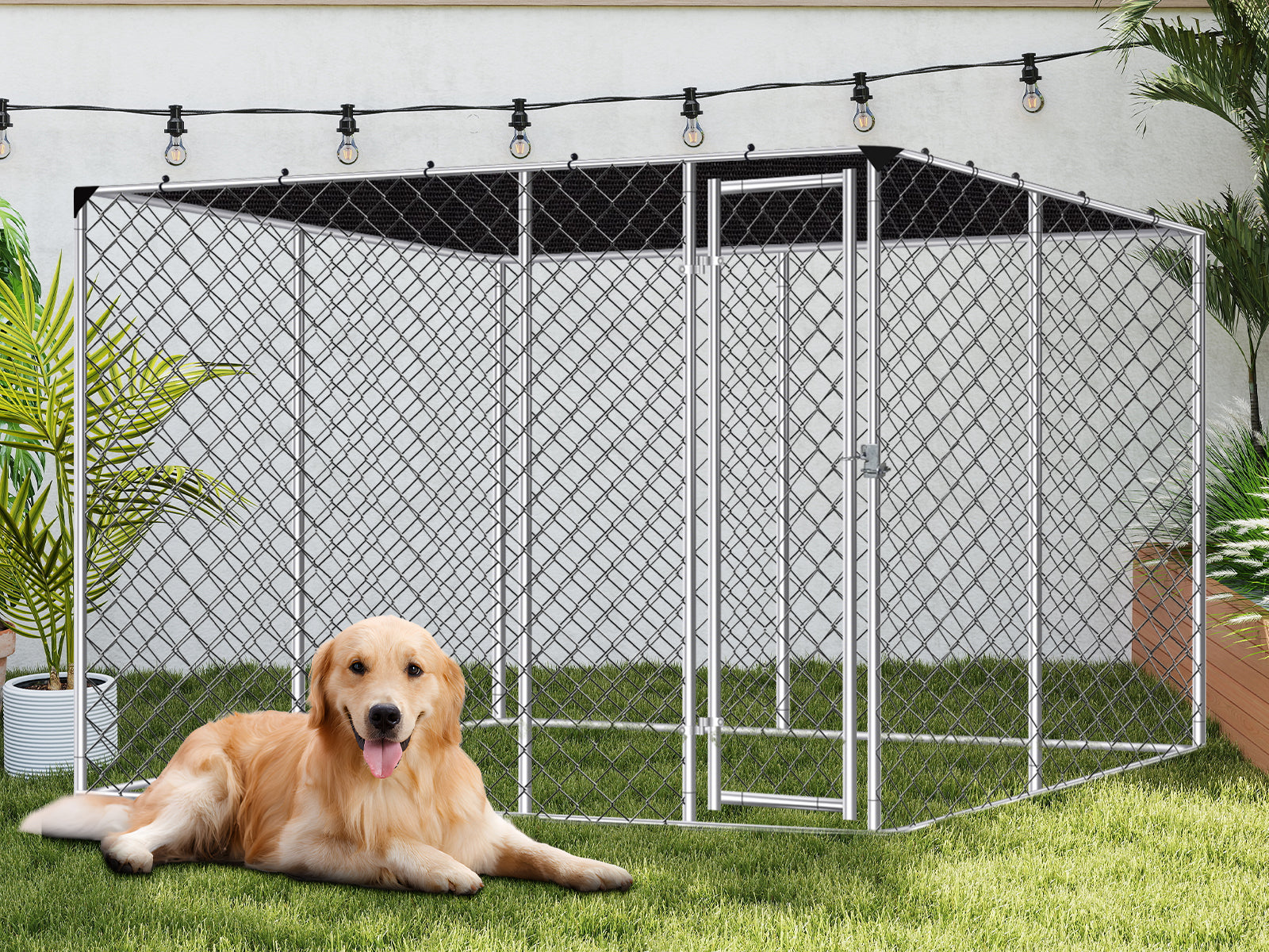 Dog run D with shade sail 4x4x1.8m