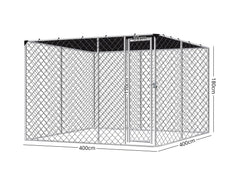 Dog run D with shade sail 4x4x1.8m